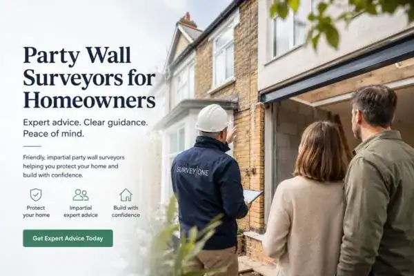 Image of couple with Party wall survey from Survey One Twickenham